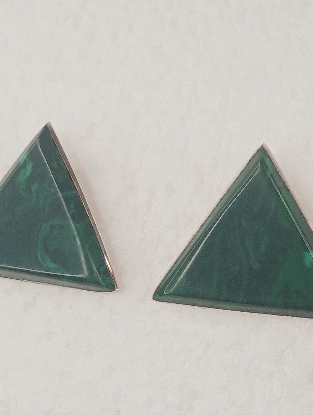 Earrings Vintage Malachite 925 Native American Navajo Mark Large Posts.